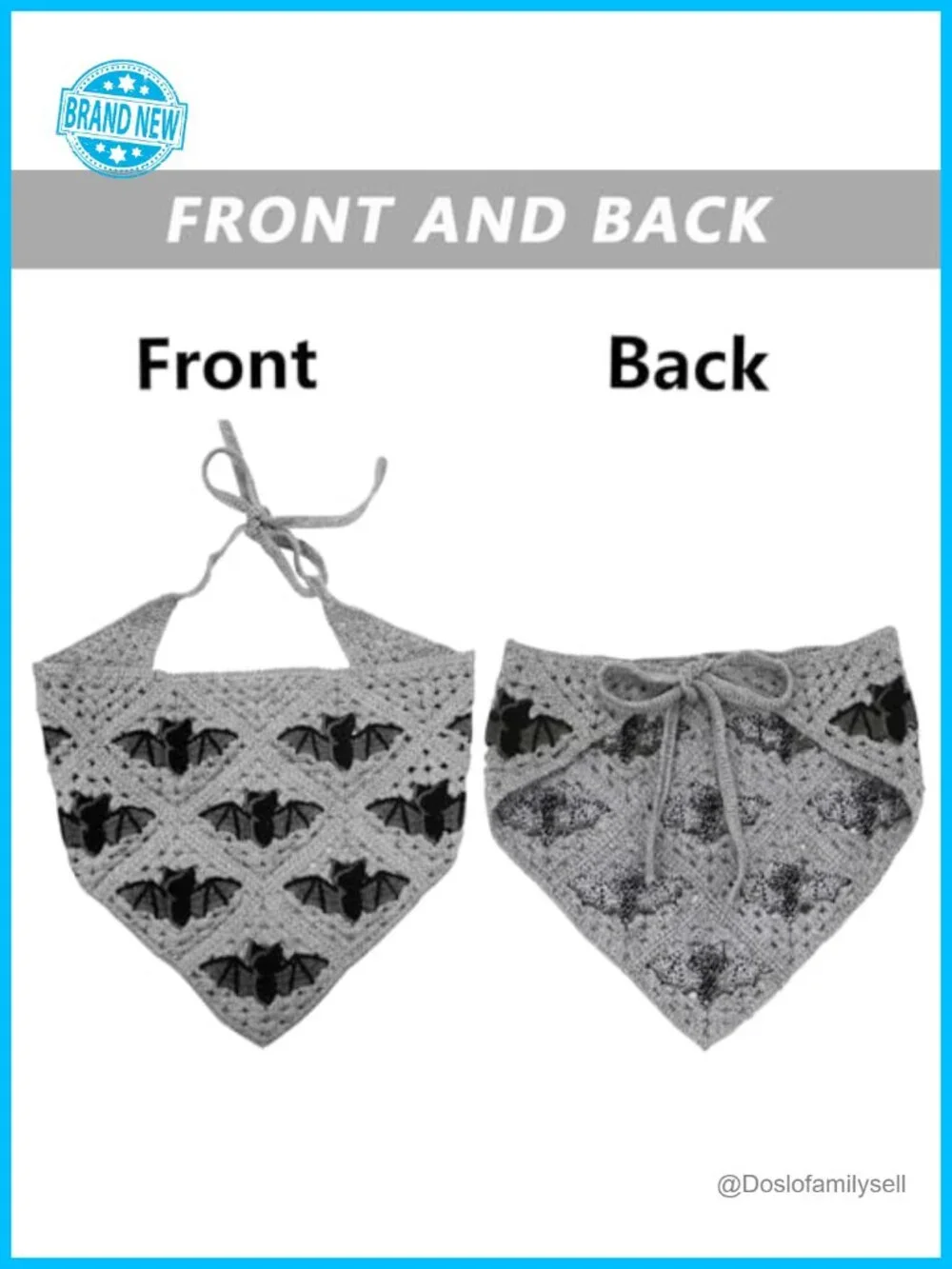 2-Pack Crochet Headbands Bat & Floral Bandana Triangle Scarf Hair Accessory